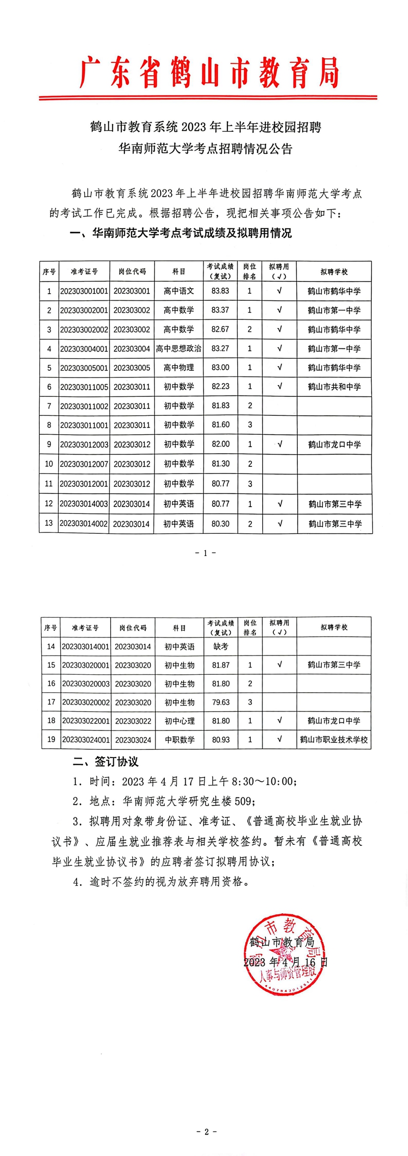 西瓜视频
教育系统2023年上半年进校园招聘华南师范大学考点招聘情况公告_00.jpg